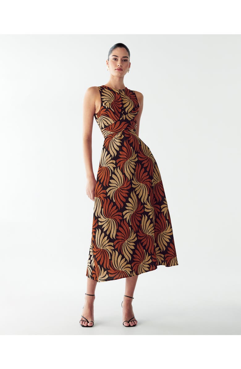 WILLA Revival Midi Dress, Alternate, color, Golden Leaf