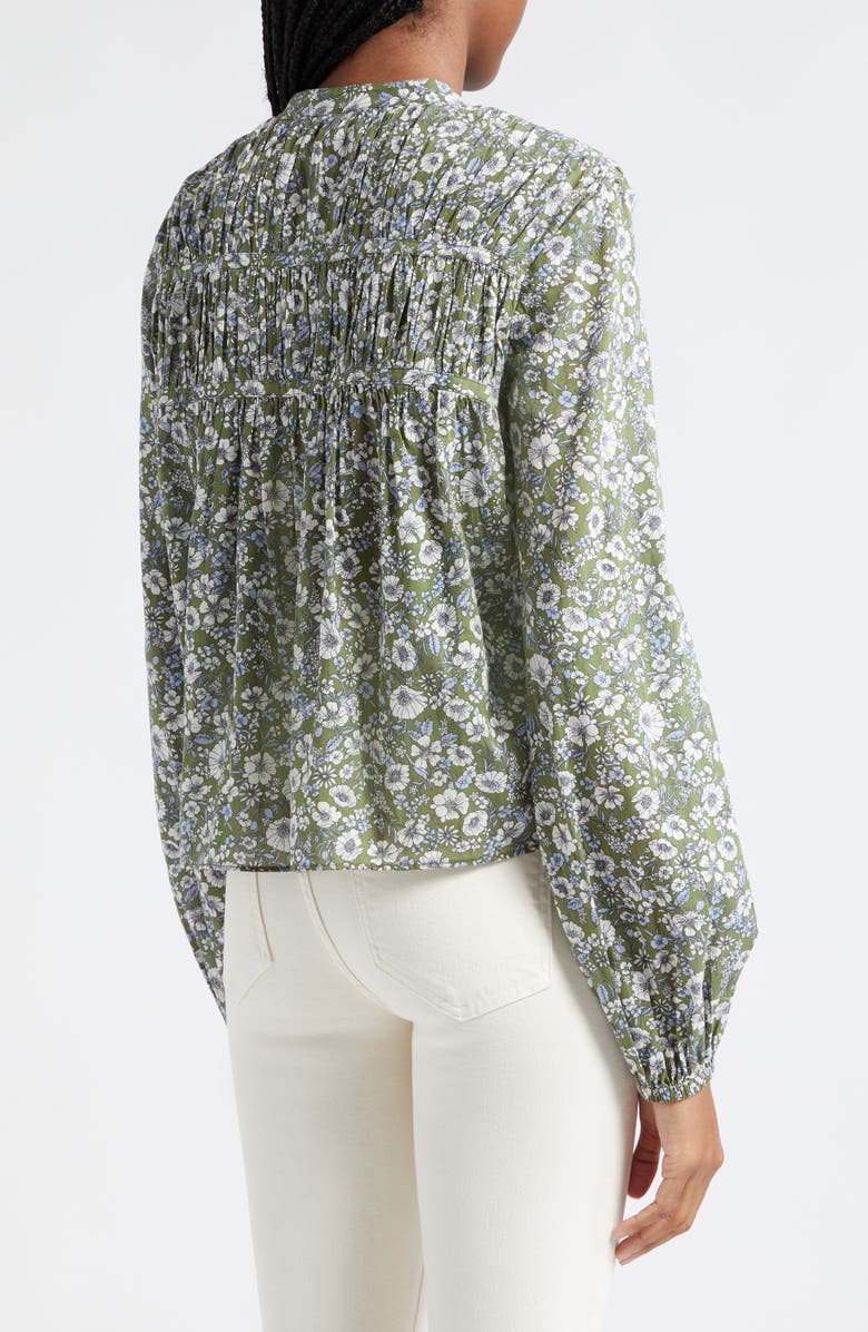 Veronica Beard Bonalie Print Smocked Top, Alternate, color, Army Multi