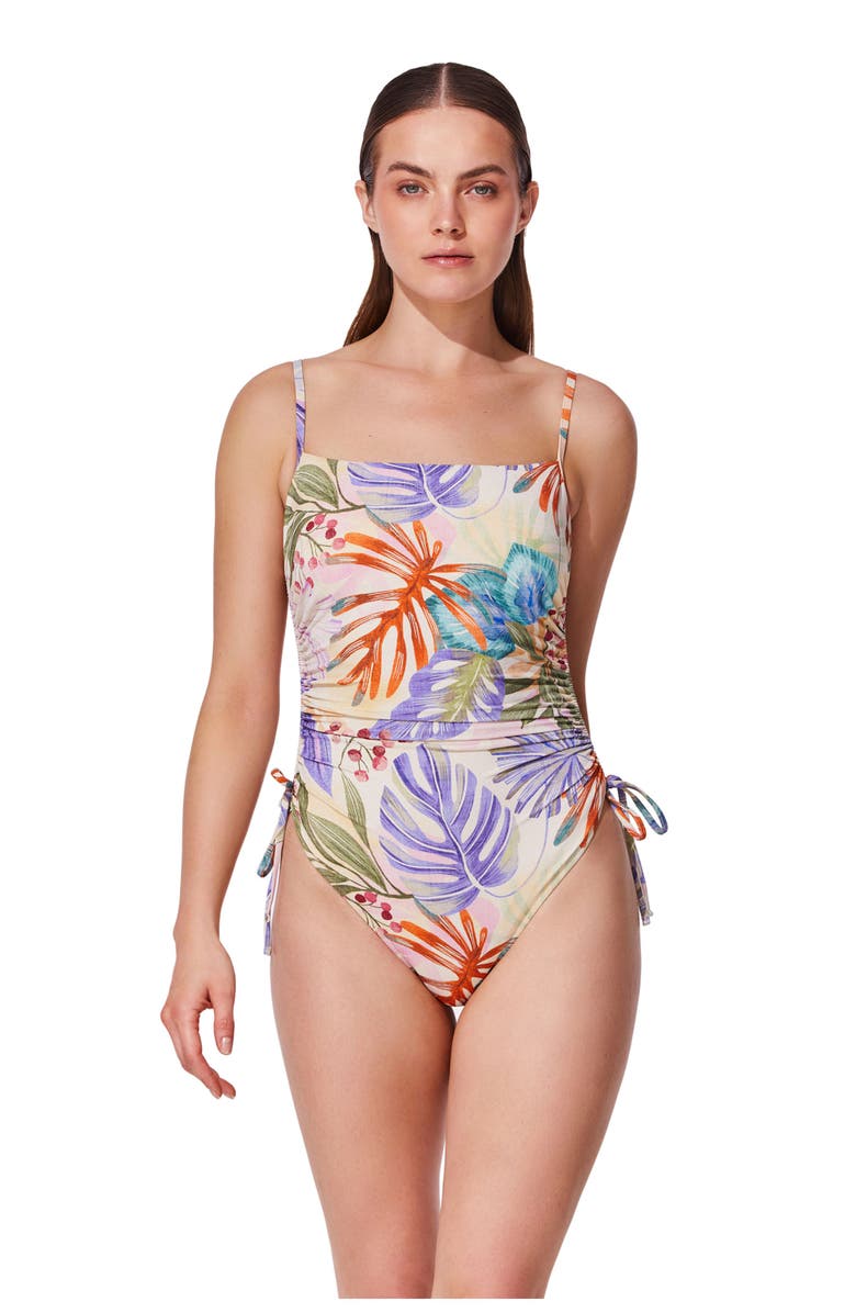 Gottex Cherry Blossom C-Cup Square Neck One Piece, Main, color, Blossom-Multi