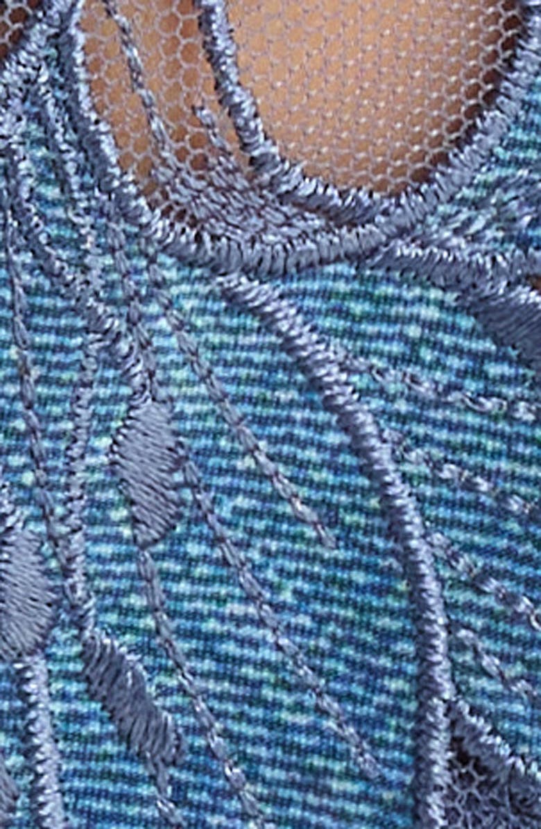 Fleur Du Mal Lily Embroidered Hipster Thong, Alternate, color, Spring Denim