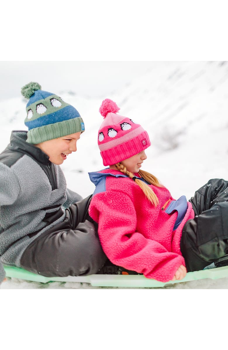 Turtle Fur Kids Recycled Pengy Pom Beanie, Alternate, color, Pink