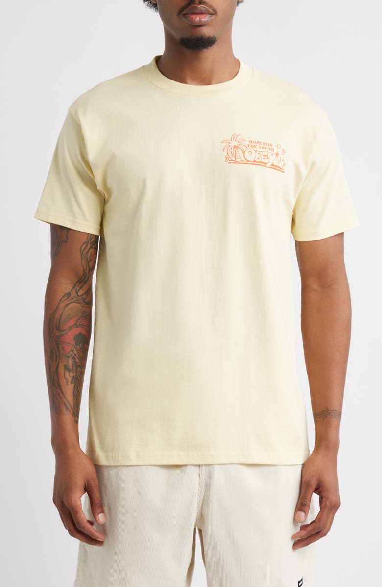 Obey Hope for The Youth Graphic T-Shirt, Main, color, Pale Yellow