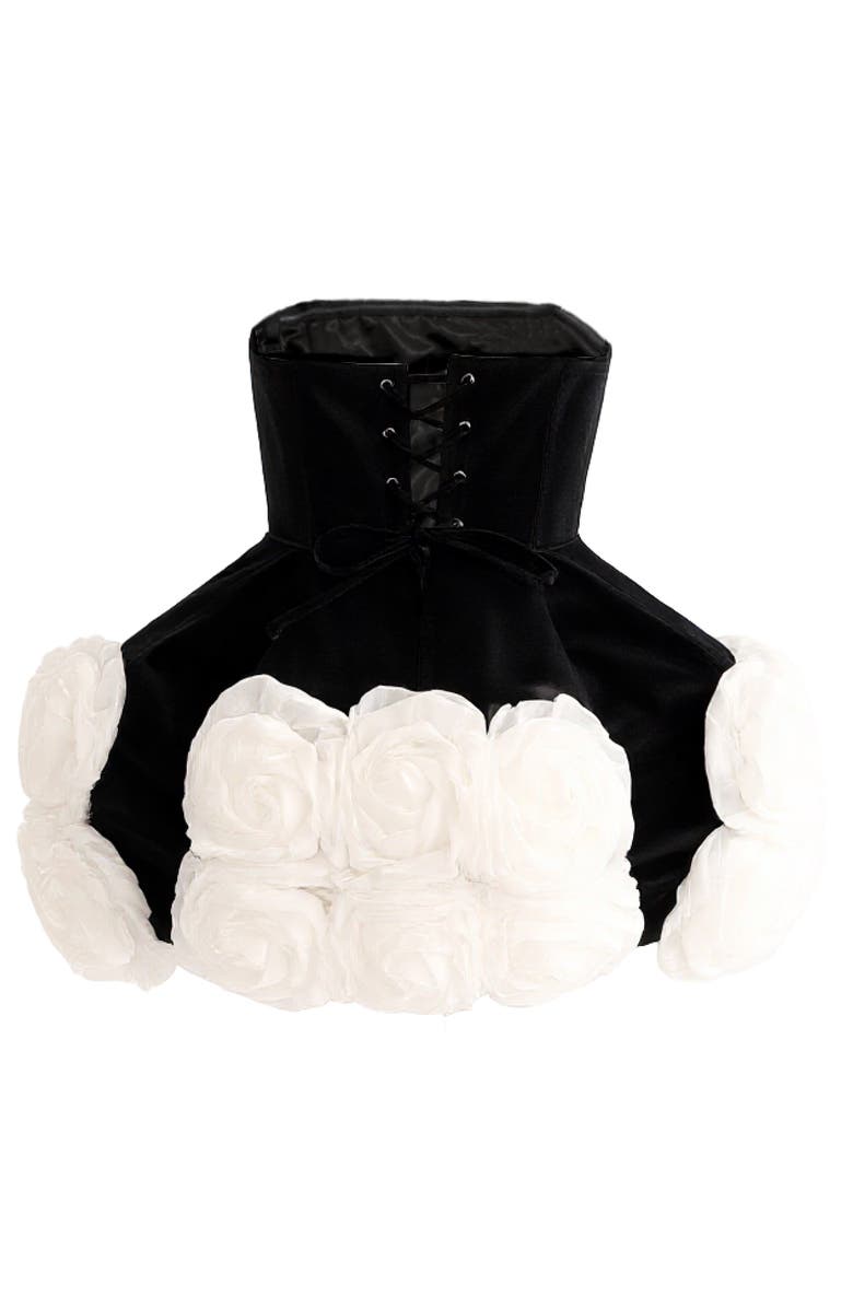 Tulleen Floral Strapless Dress, Alternate, color, Black