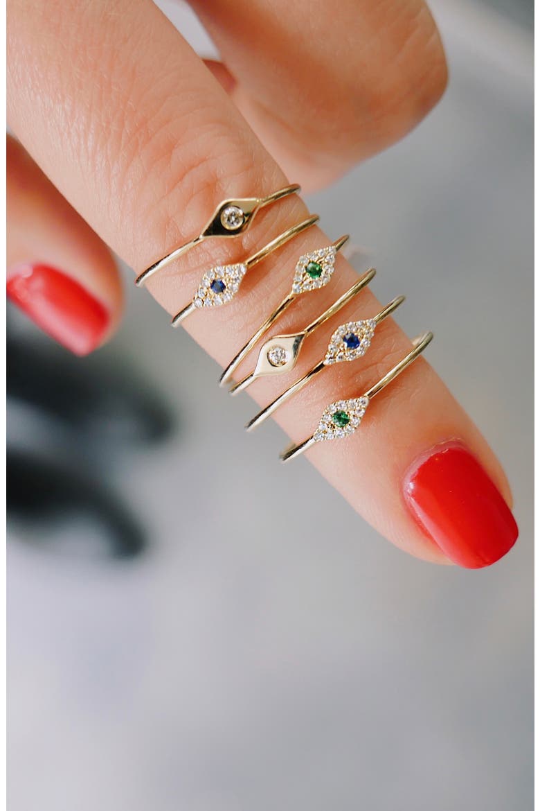Evil Eye Diamond & Sapphire Stack Ring, Alternate, color, YELLOW GOLD/ SAPPHIRE