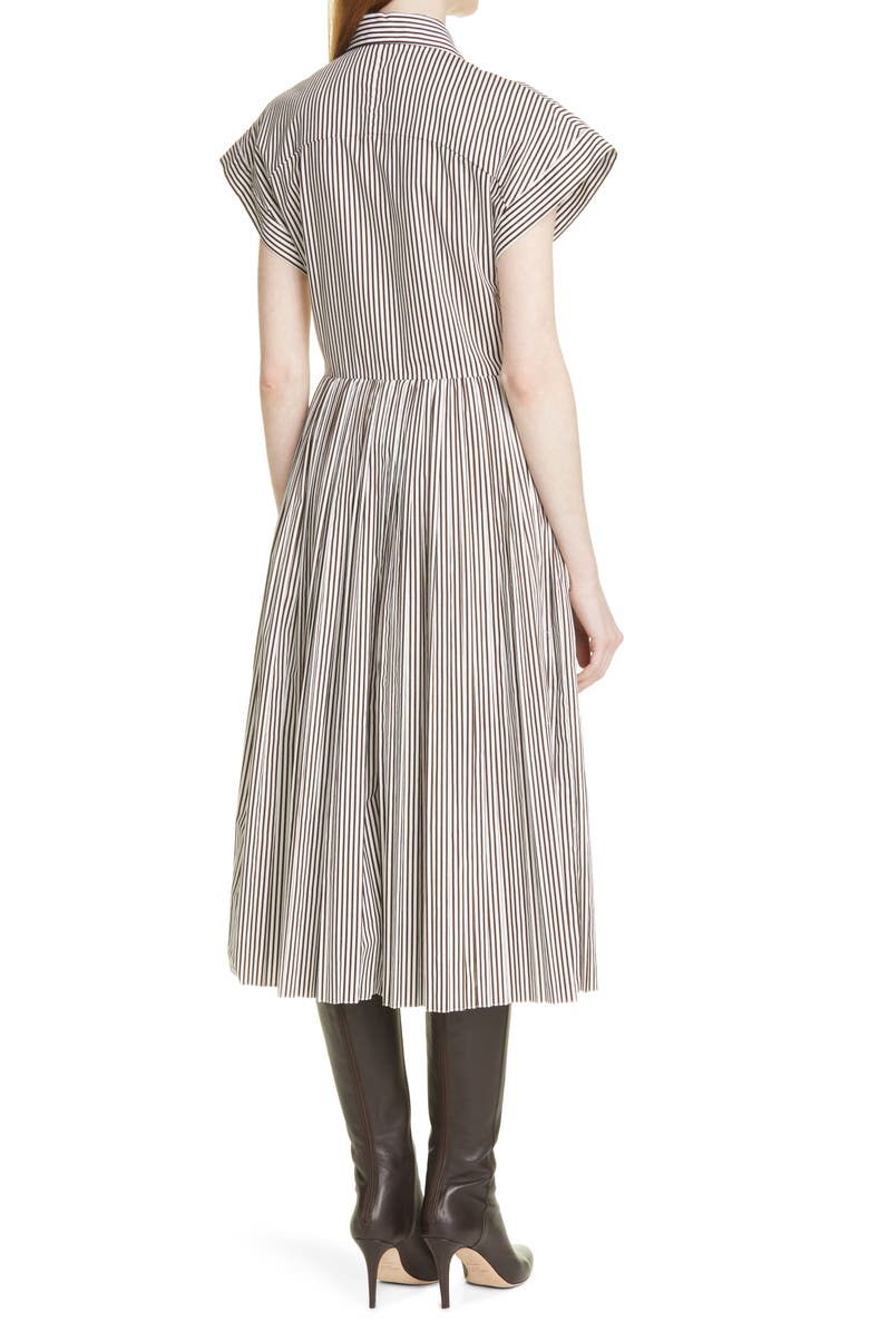 Adam Lippes Stripe Pleated Poplin Shirtdress, Alternate, color, 