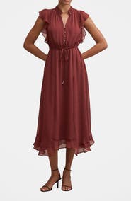 Ever New Maxwell Flutter Sleeve Midi Dress