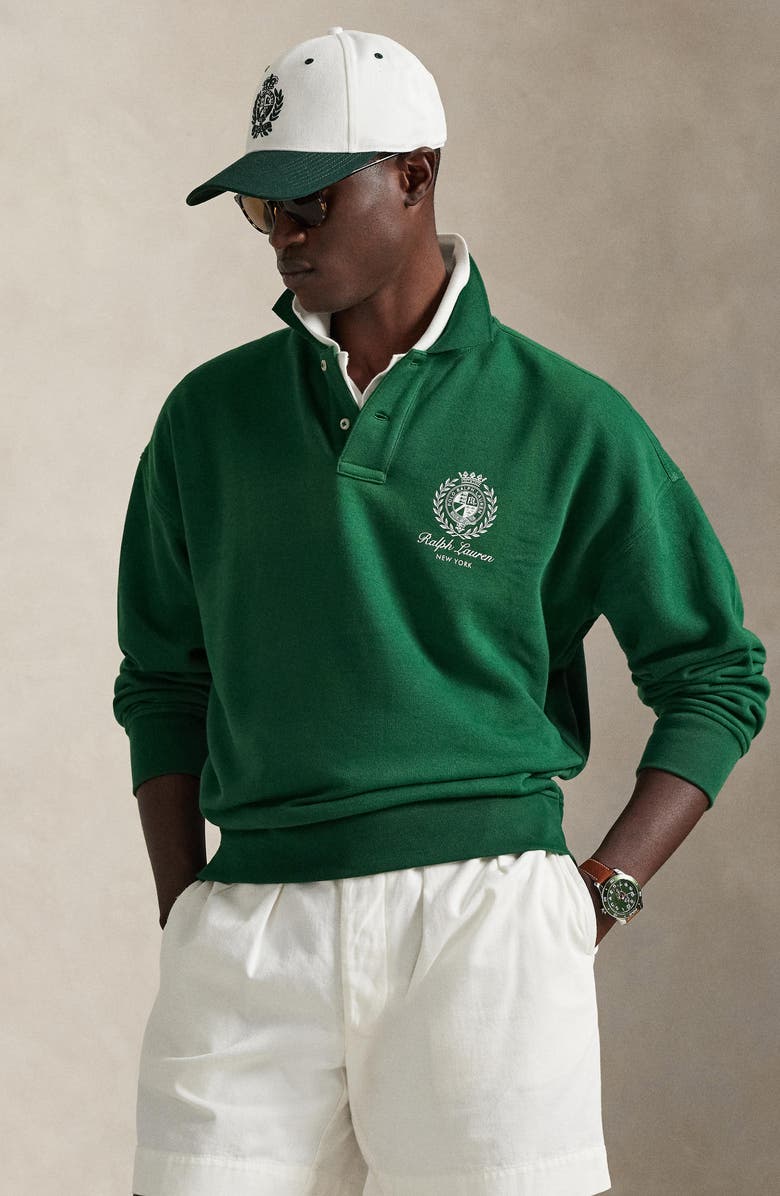 Polo Ralph Lauren Relaxed Fit Fleece Graphic Polo Sweatshirt, Alternate, color, New Forest