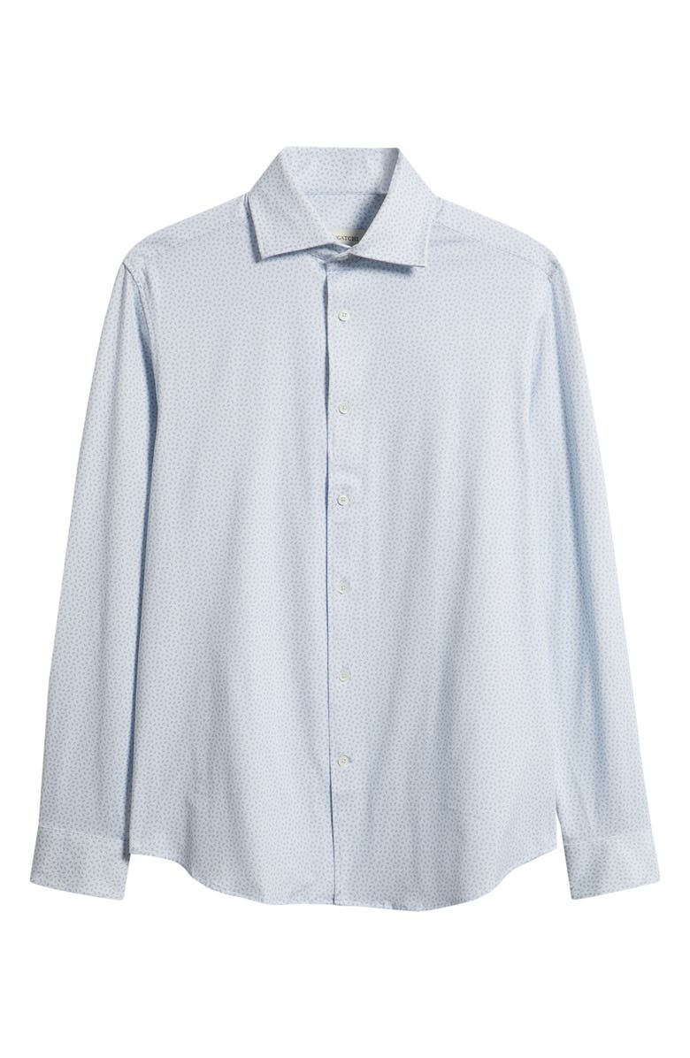 Bugatchi Devon OoohCotton<sup>®</sup> Paisley Print Long Sleeve Button-Up Shirt, Main, color, Air Blue