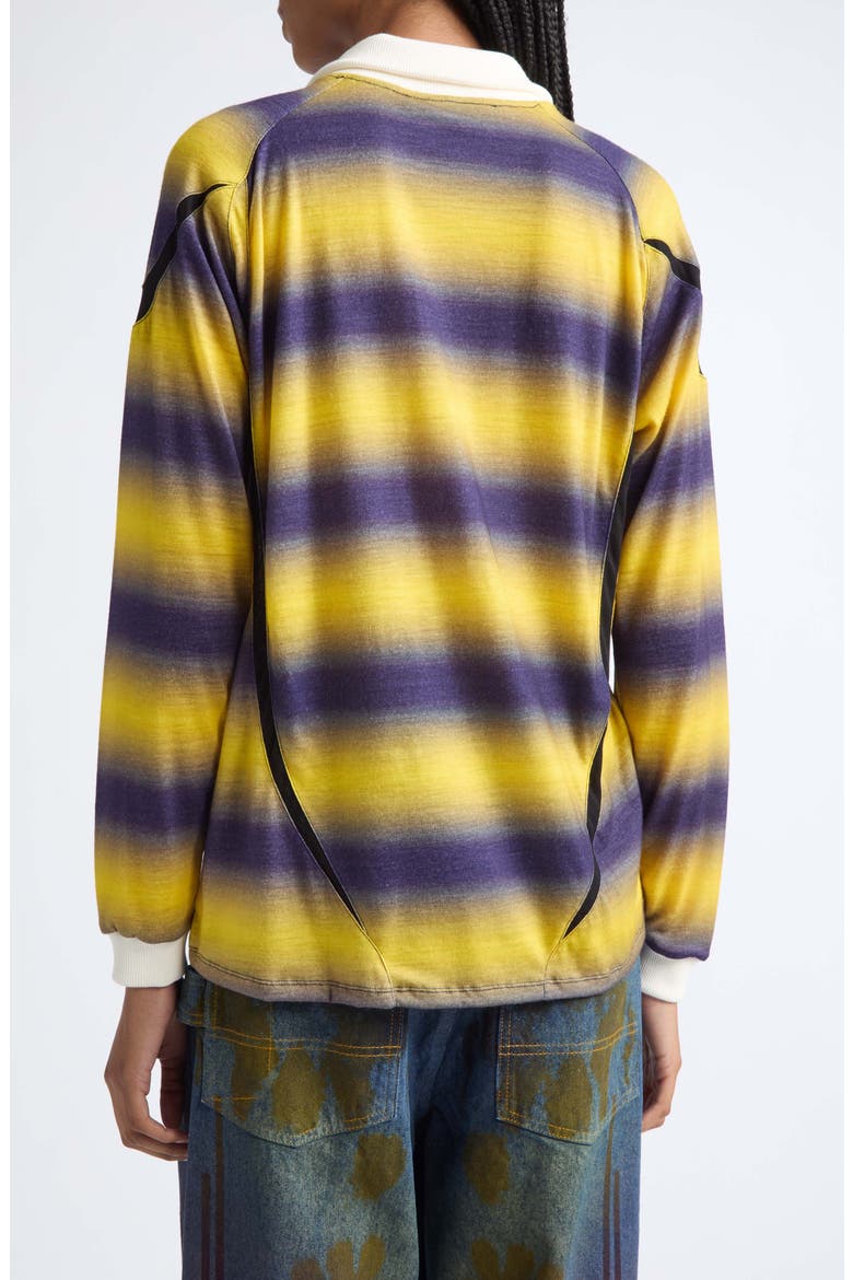 Long Sleeve Wool Sport Polo Top, Alternate, color, STRIPED YELLOW AND NAVY