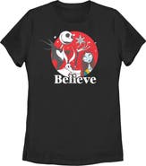 The Nightmare Before Christmas Women's The Nightmare Before Christmas Christmas Believe Jack and Sally  Graphic T-Shirt