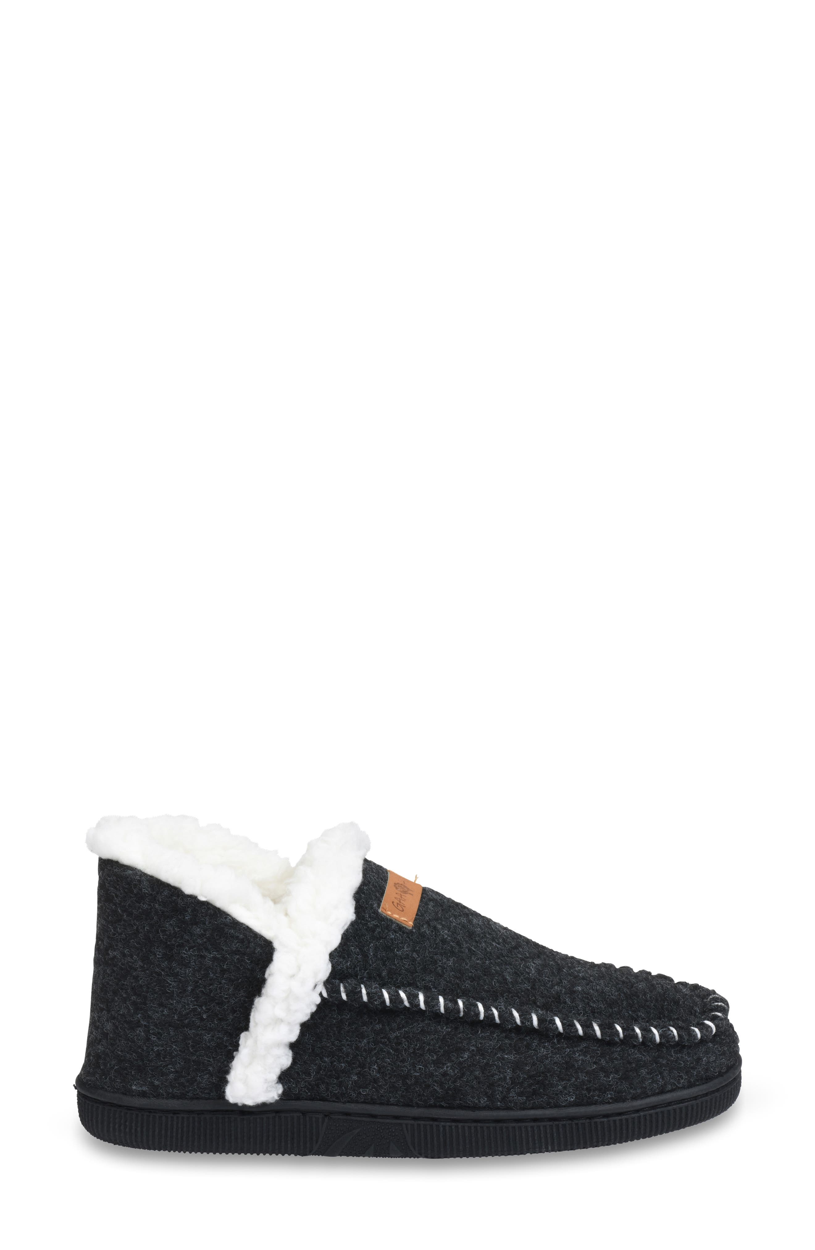 GAAHUU Faux Fur Moc Toe Slipper, Alternate, color, Black