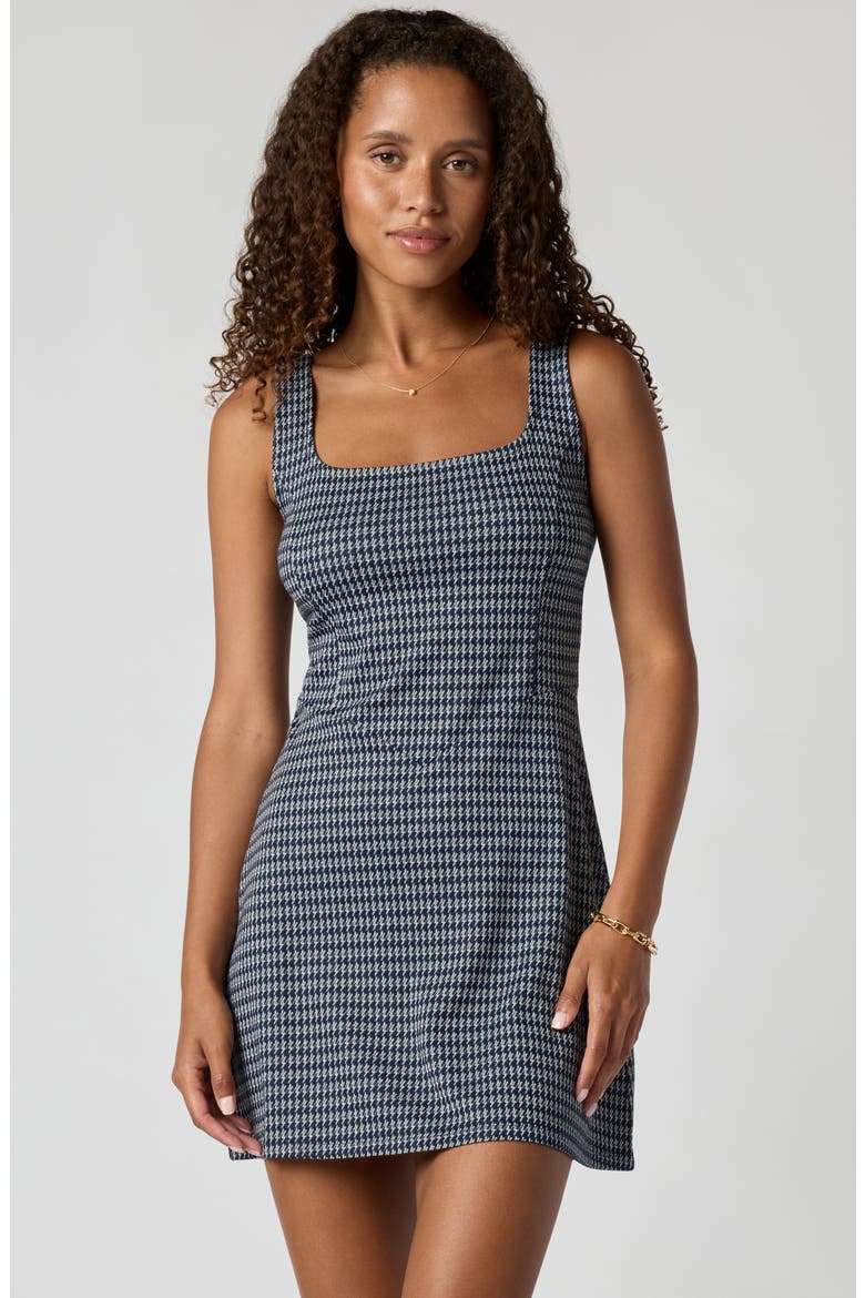 Houndstooth Sleeveless Minidress, Alternate, color, NVY SM HNDSTOTH