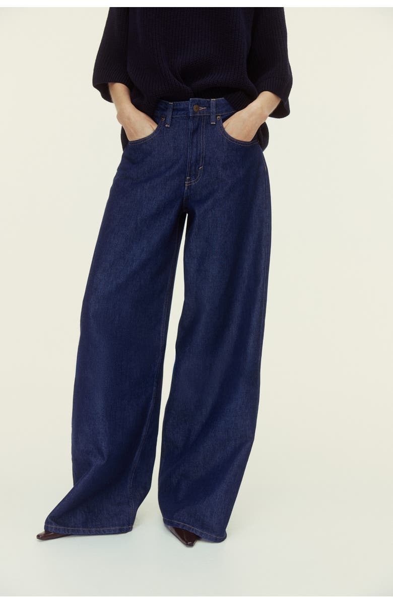 H&M Wide High Waist Jeans, Alternate, color, Dark Denim Blue