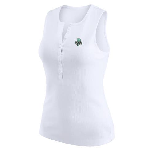 Wear By Erin Andrews White New York Liberty Rib-knit Henley Tank Top In White