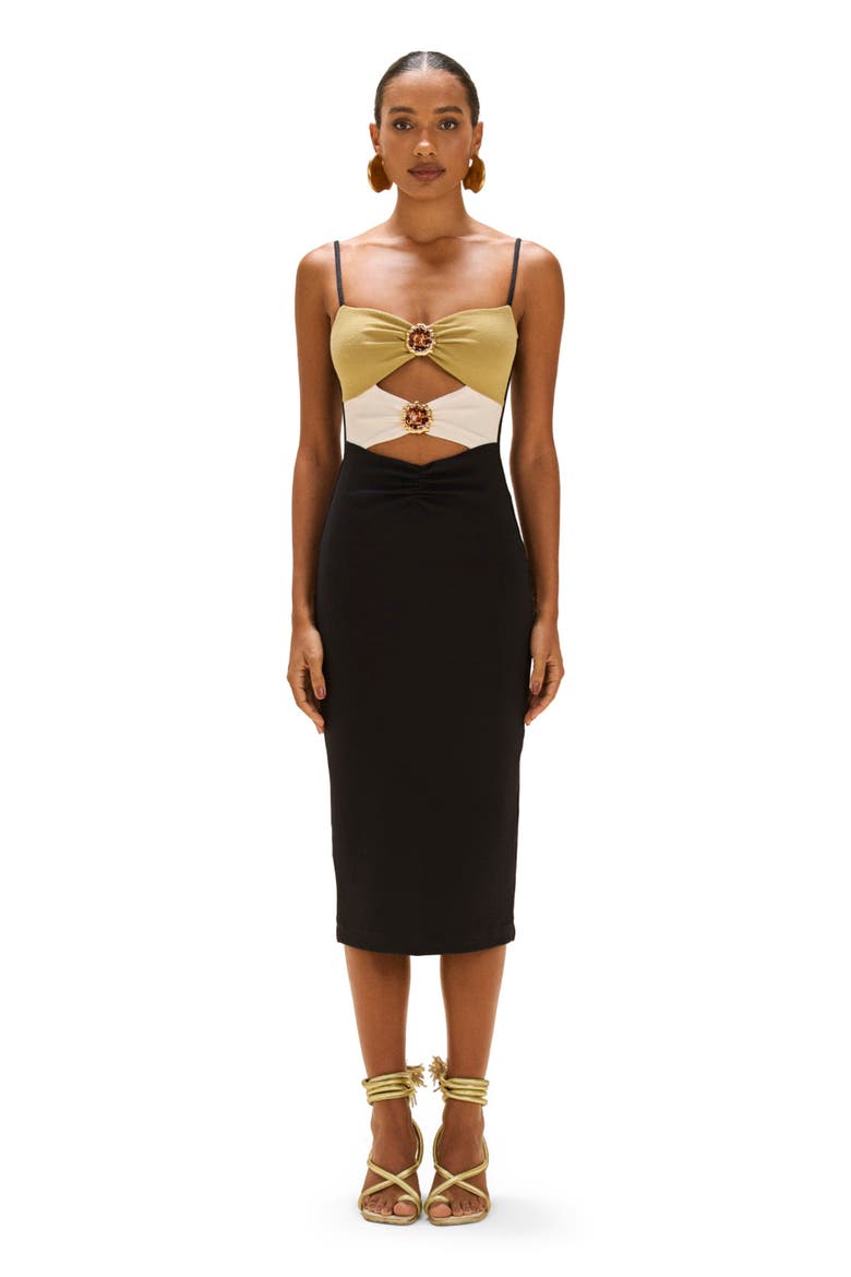 Jade Knit Cut Out Midi Dress, Main, color, BLACK