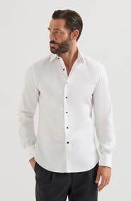 Brunello Cucinelli Sea Island cotton twill tuxedo shirt with spread collar
