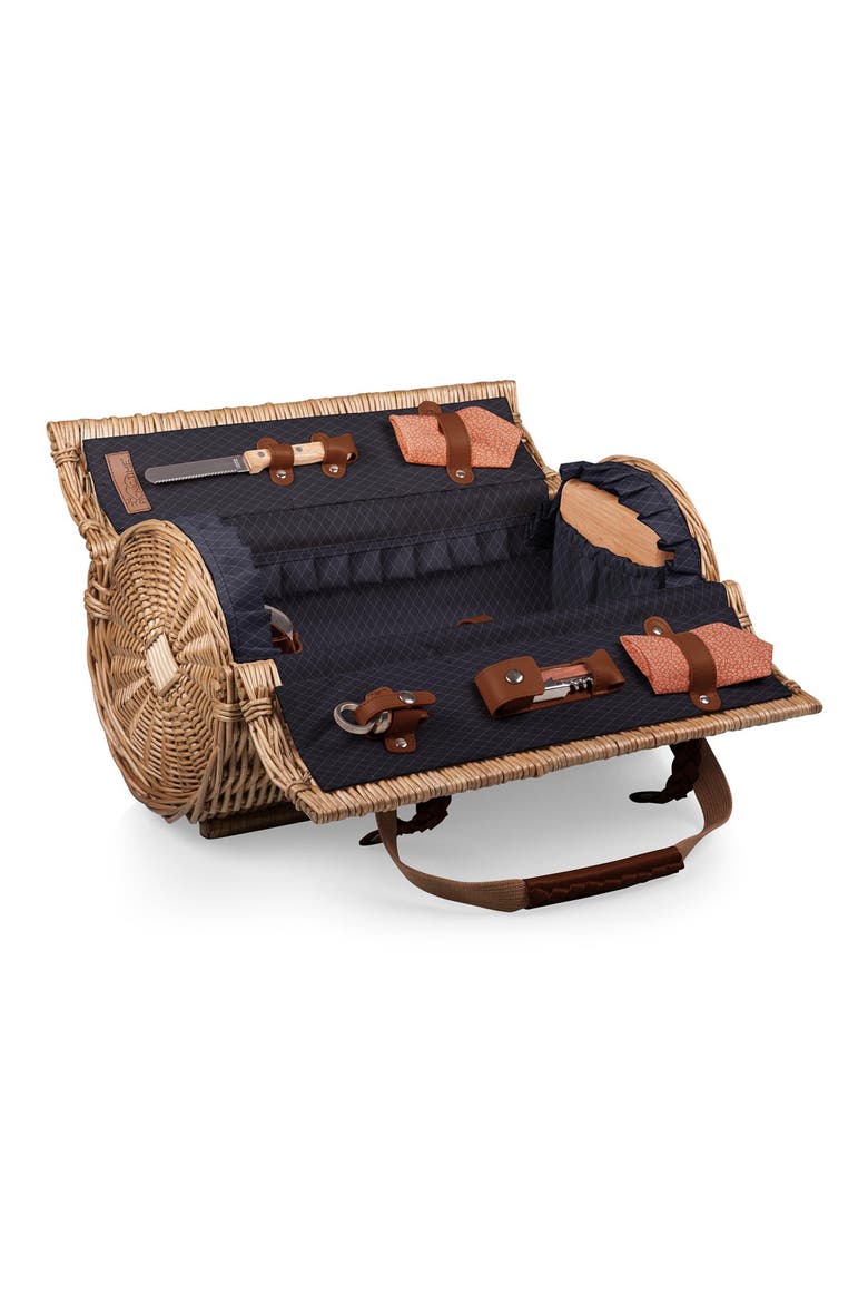 'Verona' Wicker Picnic Basket, Main, color, BLUE
