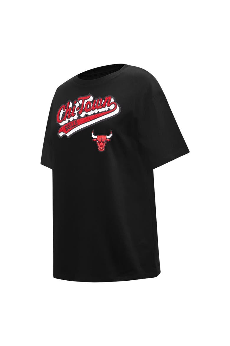 Women's Pro Standard Black Chicago Bulls Script Boyfriend T-Shirt, Alternate, color, Black