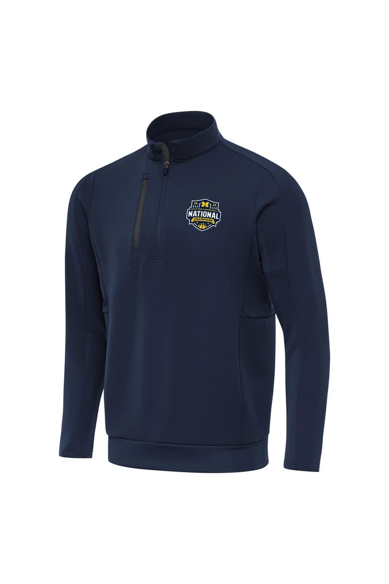 Men's Antigua  Navy Michigan Wolverines 2026 NCAA Men's Basketball National Champions Generation Quarter-Zip Pullover, Alternate, color, Navy