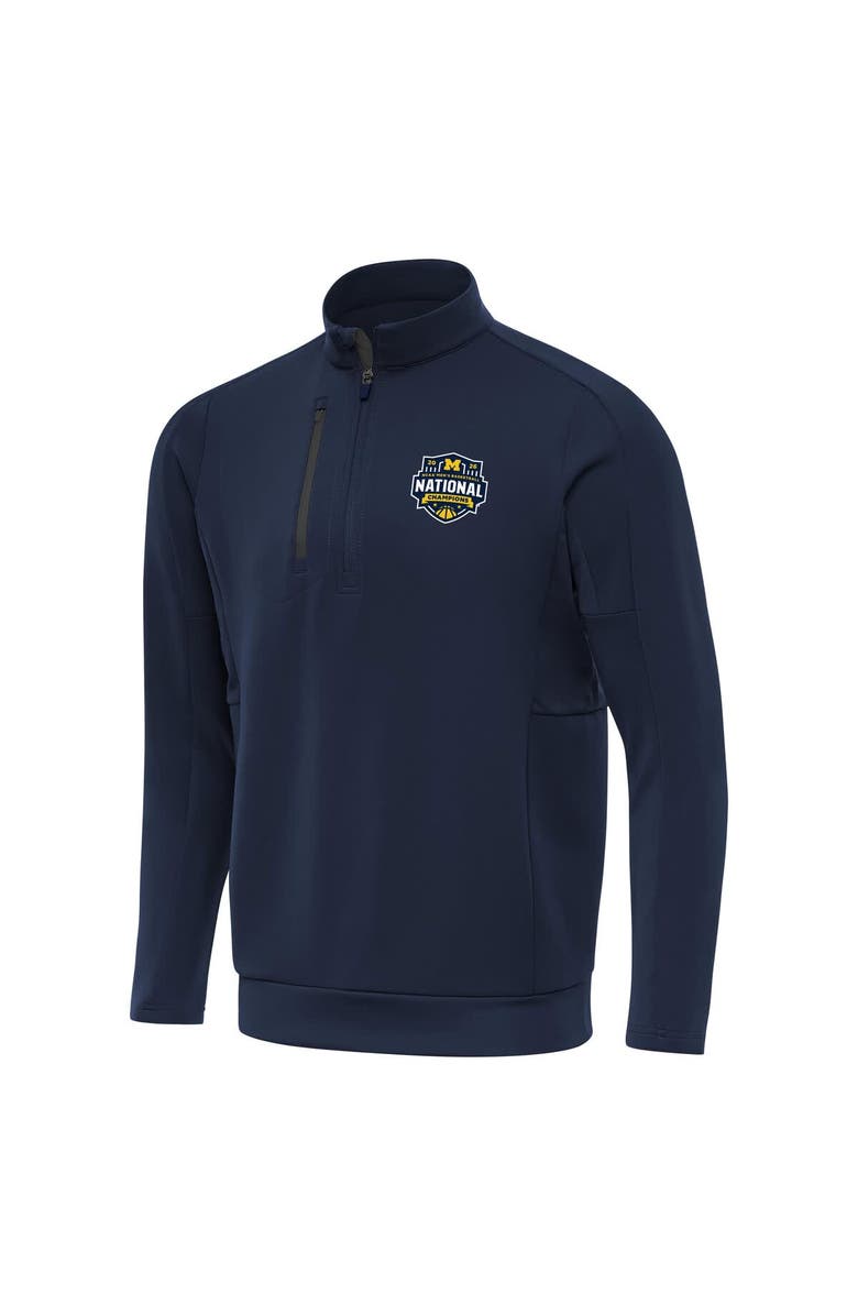 ANTIGUA Men's Antigua Navy Michigan Wolverines 2026 NCAA Men's Basketball National Champions Generation Quarter-Zip Pullover, Alternate, color, Navy