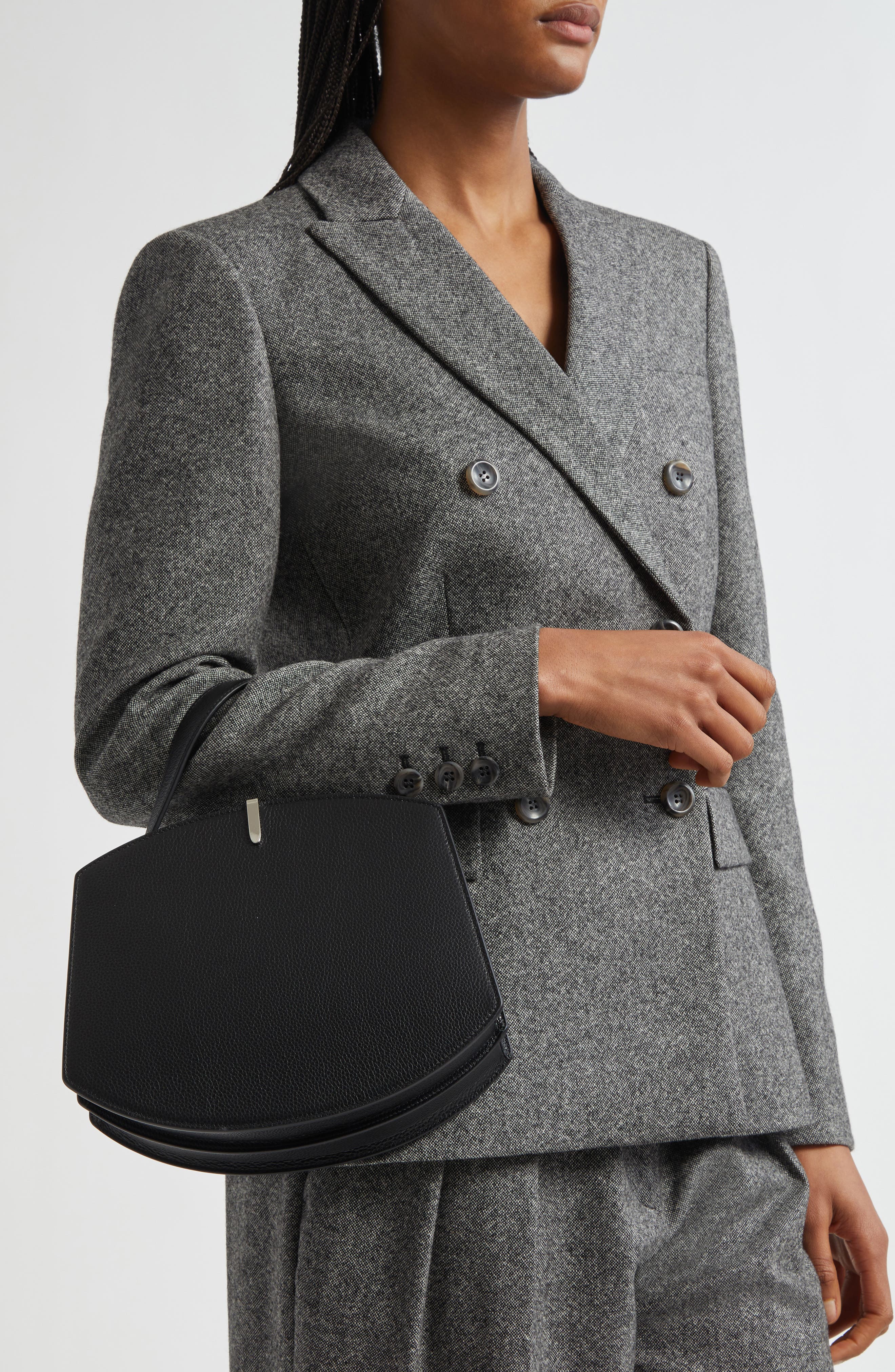 SAVETTE Florence 25 Leather Top Handle Bag, Alternate, color, Black