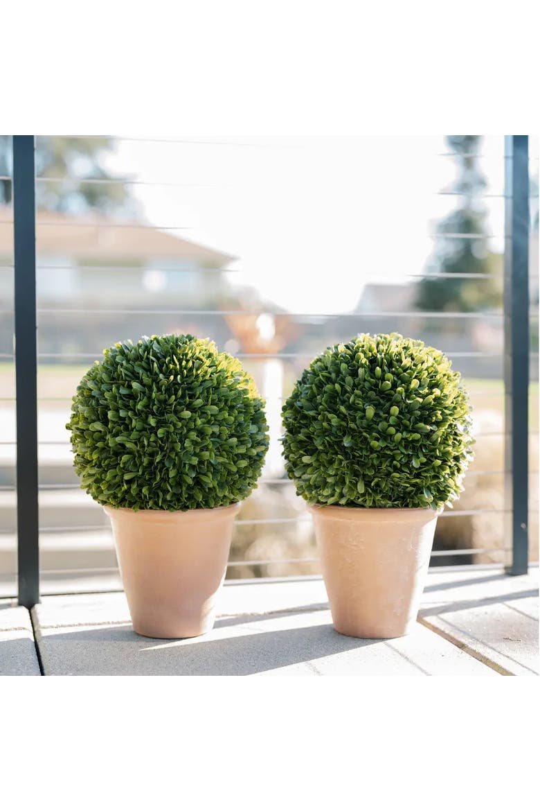 17" Artificial Boxwood Plant in Round Pot, Alternate, color, Green