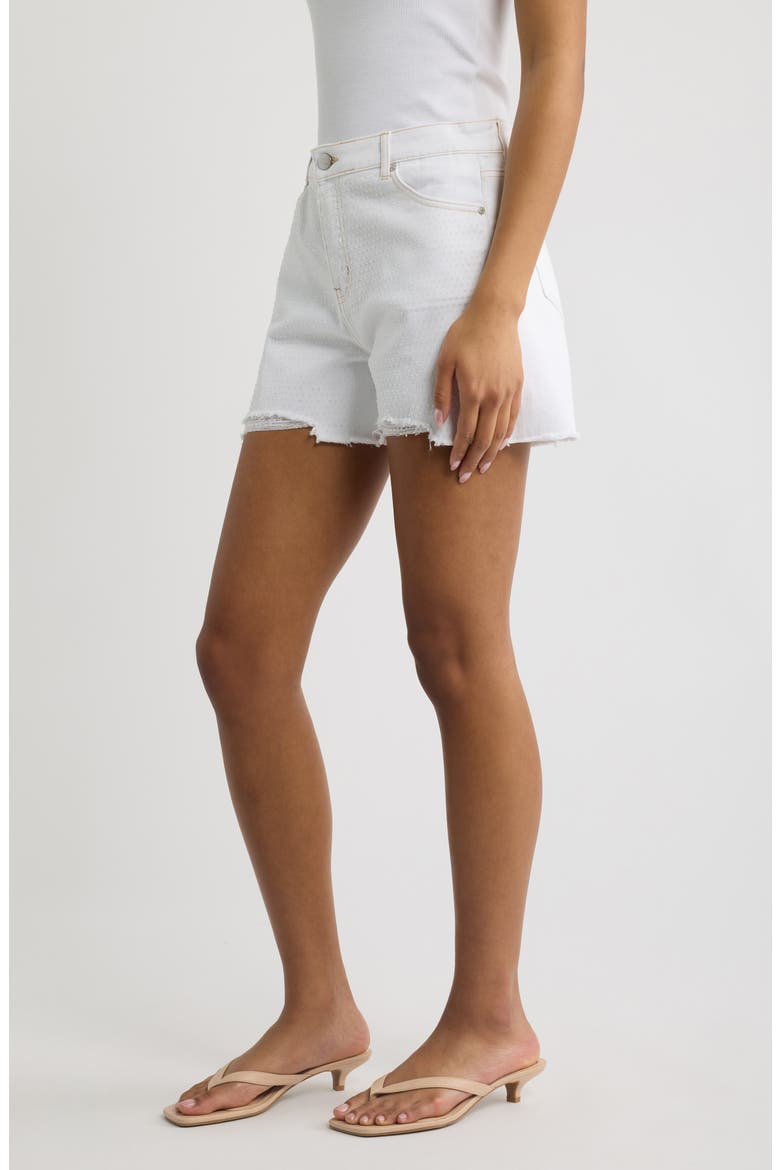 Distressed High Waist Cutoff Denim Shorts, Alternate, color, WHITE