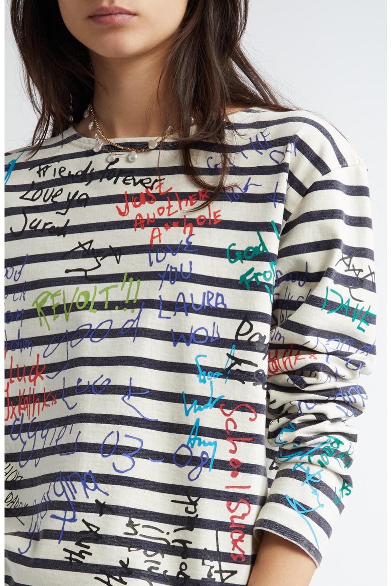 End of the Year Stripe Graphic T-Shirt, Alternate, color, NAVY/ECRU STRIPE SCRIBBLES