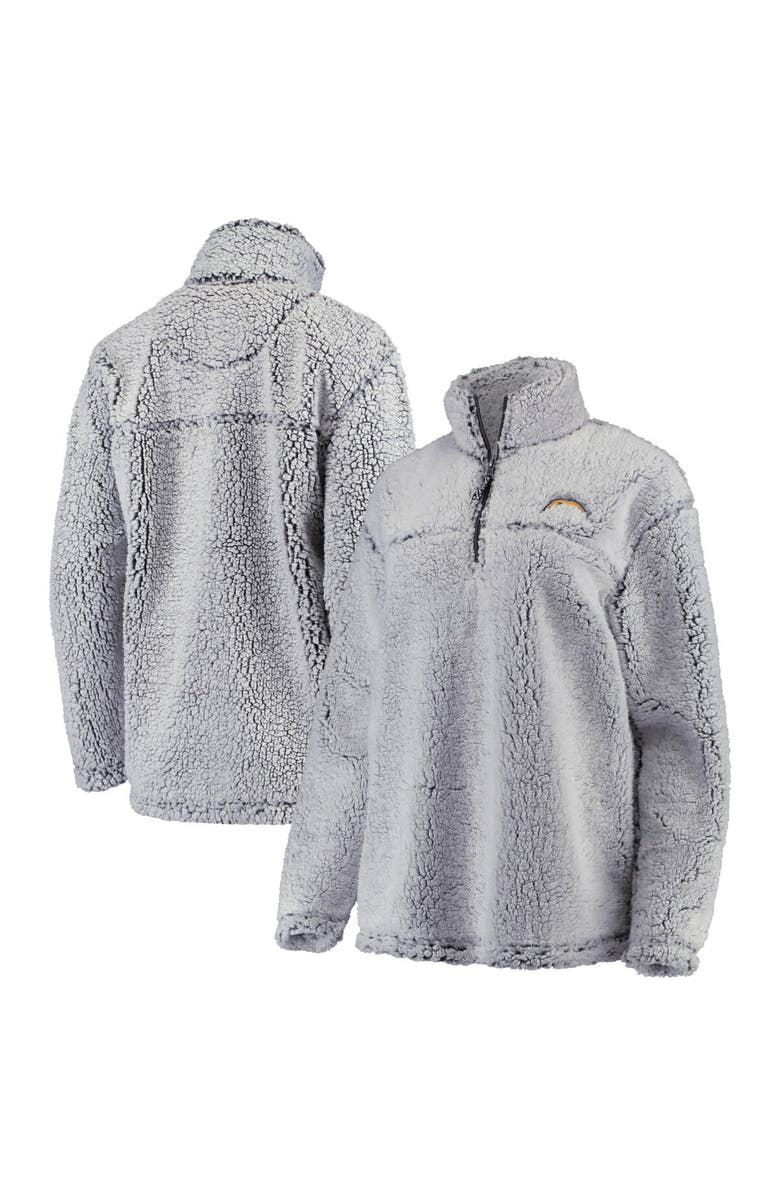 G-III 4HER BY CARL BANKS Women's G-III 4Her by Carl Banks Gray Los Angeles Chargers Sherpa Quarter-Zip Pullover Jacket, Main, color, 