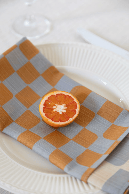 Tortuga Forma Checker Dinner Napkins In Gray