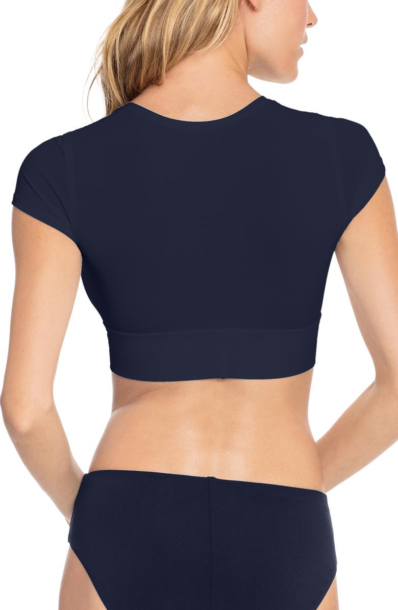 Robin Piccone Ava Knot Front Tee Bikini Top, Alternate, color, Navy