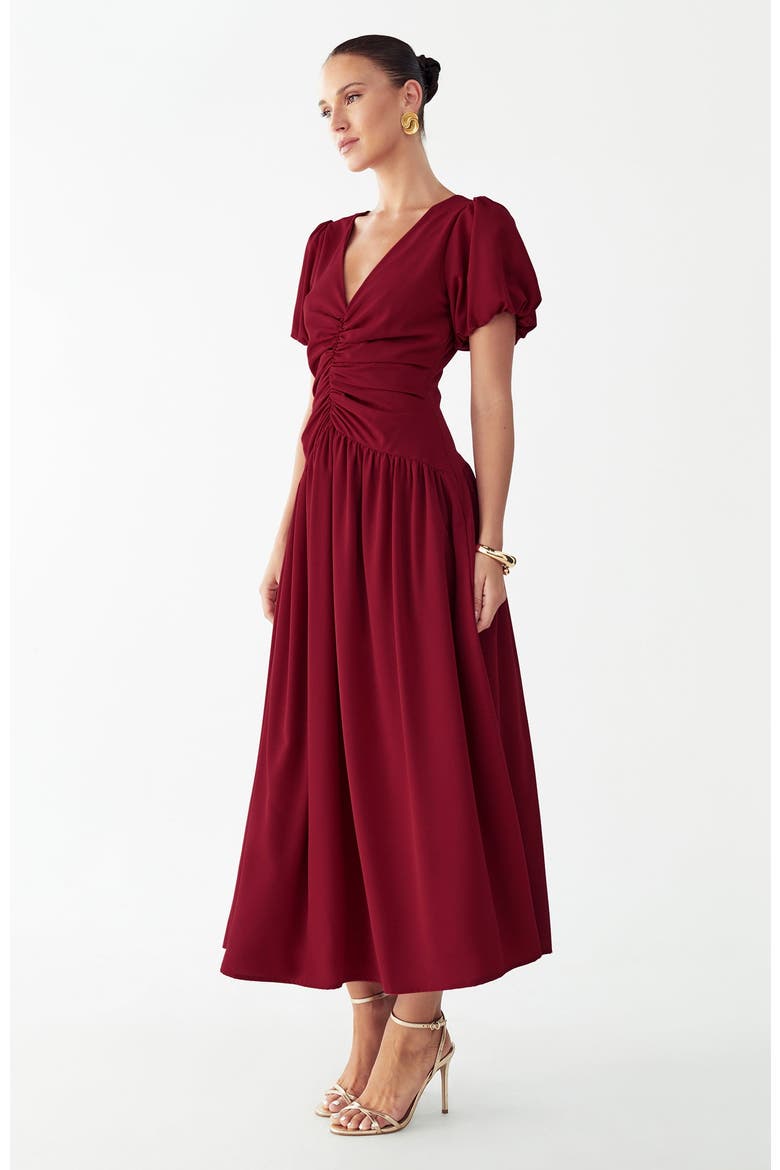 Zuri Midi Dress, Alternate, color, Scarlet