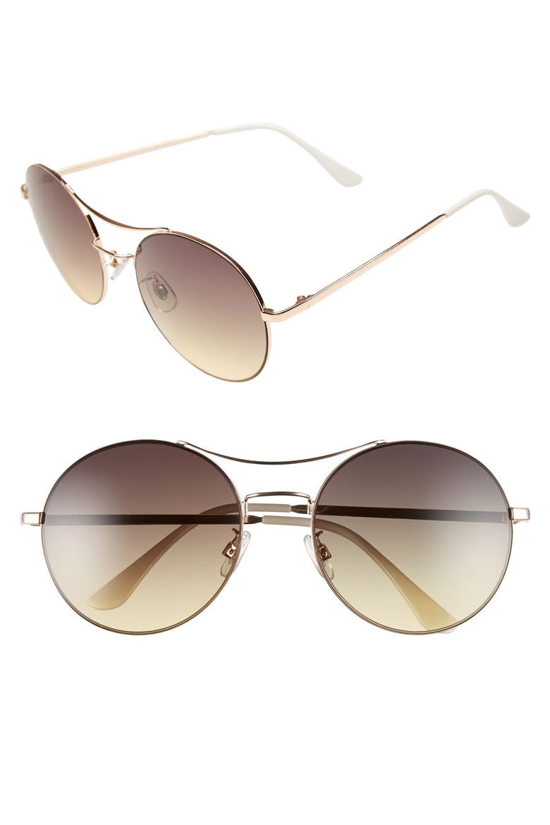 58mm Oversize Round Sunglasses, Main, color, WHITE/ GOLD