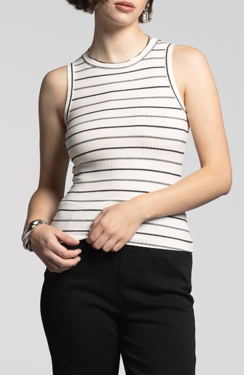 売れ筋商品|||スリードッツ カットソー トップス レディース Women's Olive Striped Sleeveless Knit Top Light Taupe Stripe Women's Sleeveless Striped Tops | Nordstrom