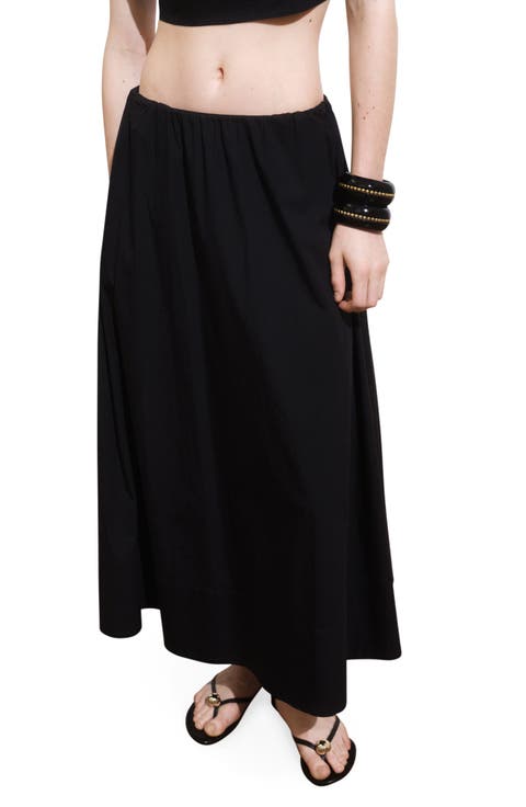 Flared Cotton Midi Skirt