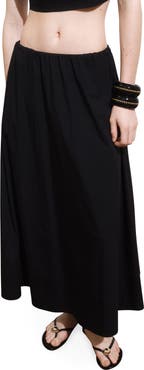 MANGO Flared Cotton Midi Skirt