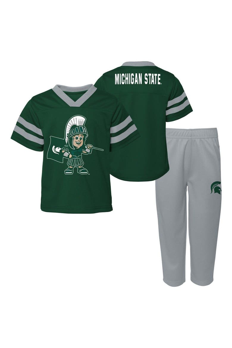 Toddler Green Michigan State Spartans Two-Piece Red Zone Jersey & Pants Set, Main, color, Green
