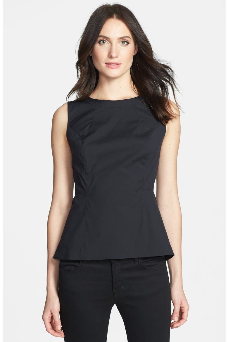 'Abella' Poplin Peplum Top, Main, color, BLACK