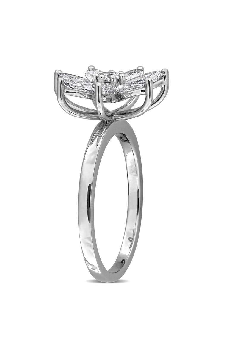 1-1/2 CTW Lab-Grown Diamond Flower Ring 14k, Alternate, color, White Gold