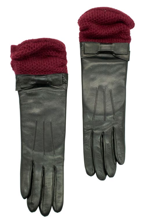 Portolano Leather Gloves With Knit Cuffs In Gray