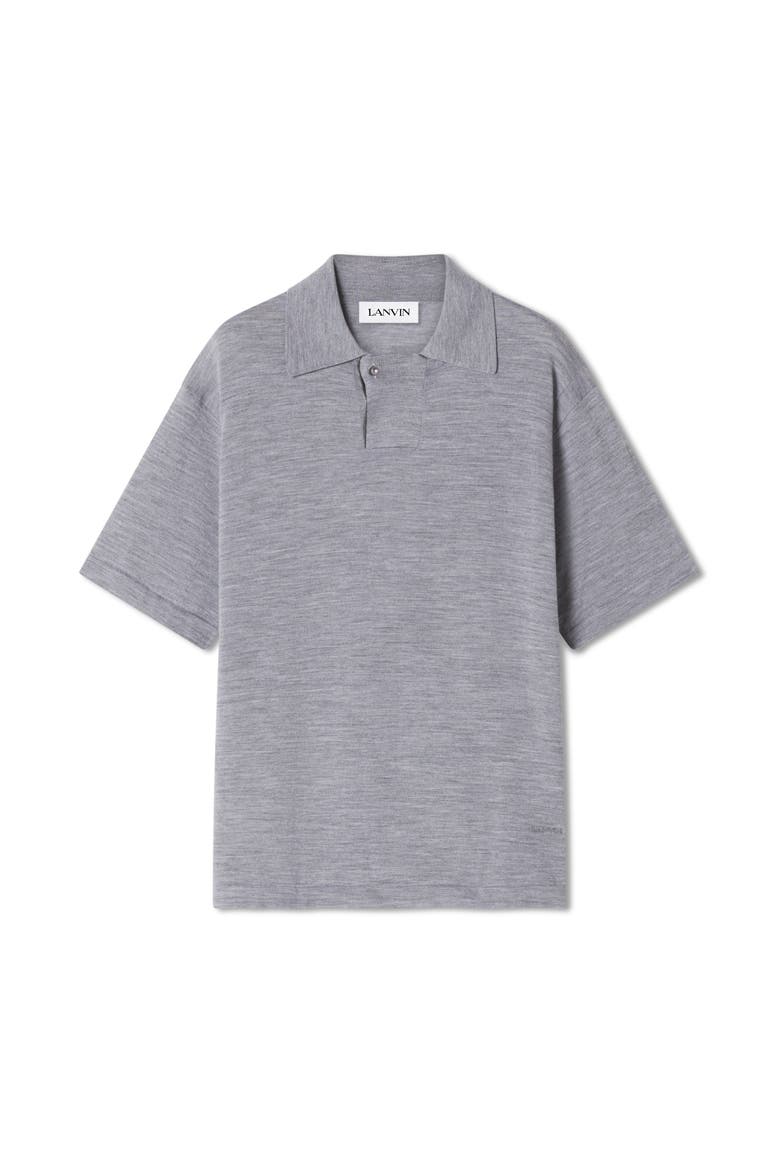 Black Merino Wool Polo Shirt, Alternate, color, Light Grey