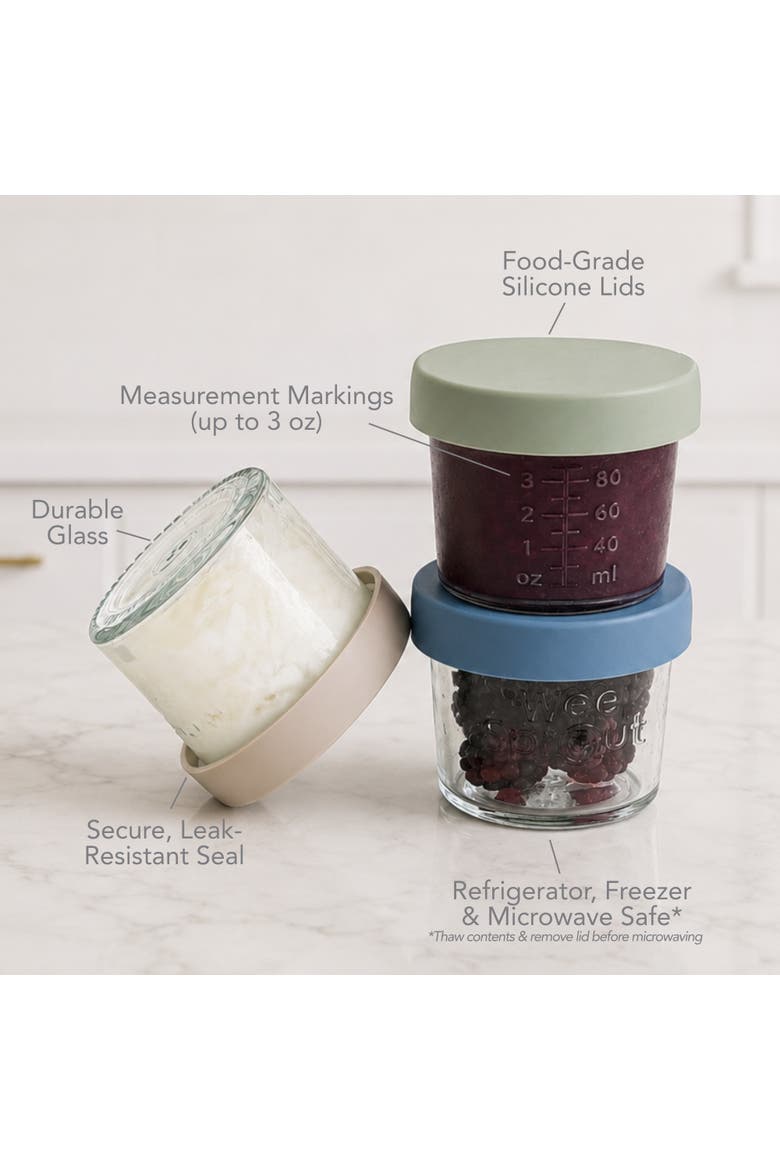 Glass Baby Food Storage Jars with Silicone Lids, Alternate, color, Pastel Blue/Mint/Purple/Pink