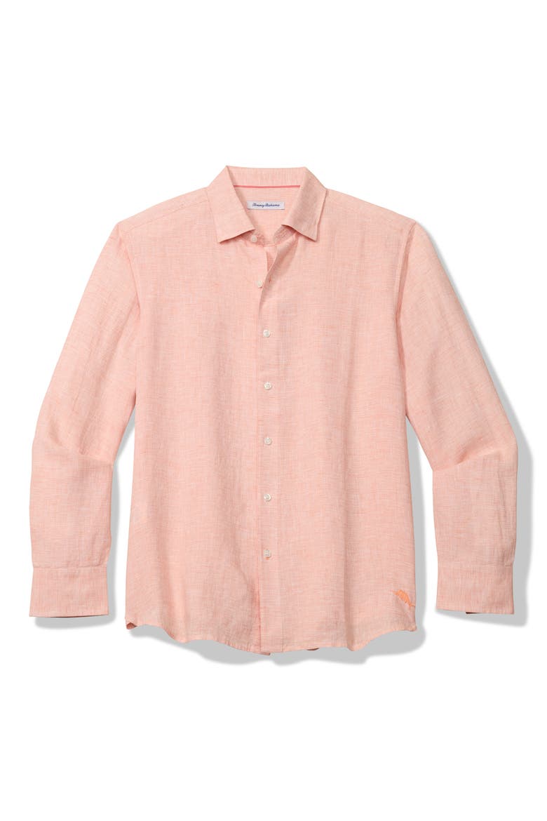 Lennox Linen Button-Up Shirt, Main, color, SNAPDRAGON
