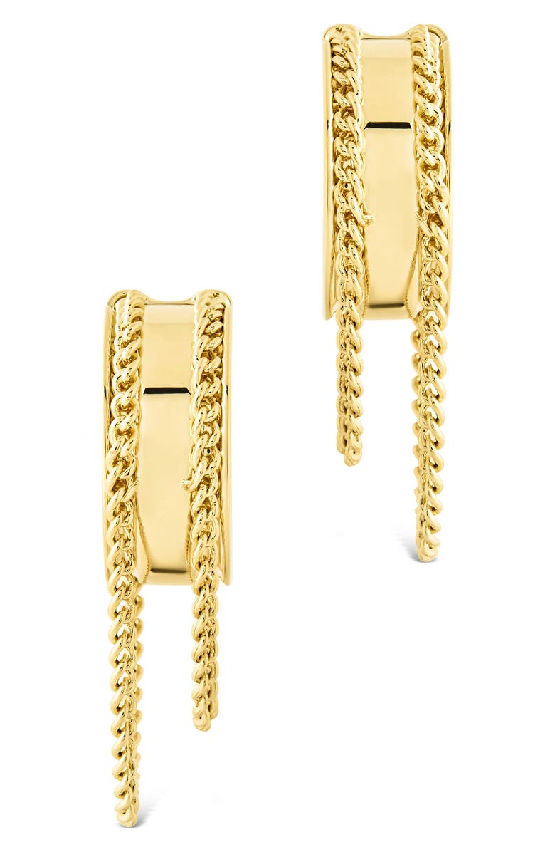 Sterling Forever Gwendolyn Chain Drop Hoop Earrings, Alternate, color, Gold