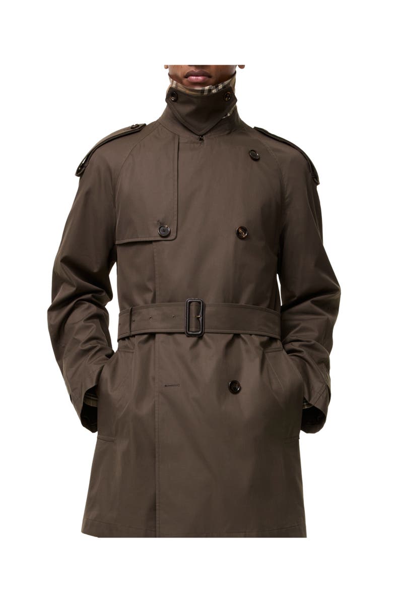 Burberry Mid-length Gabardine Leadenham Trench Coat, Alternate, color, Estuary Brown