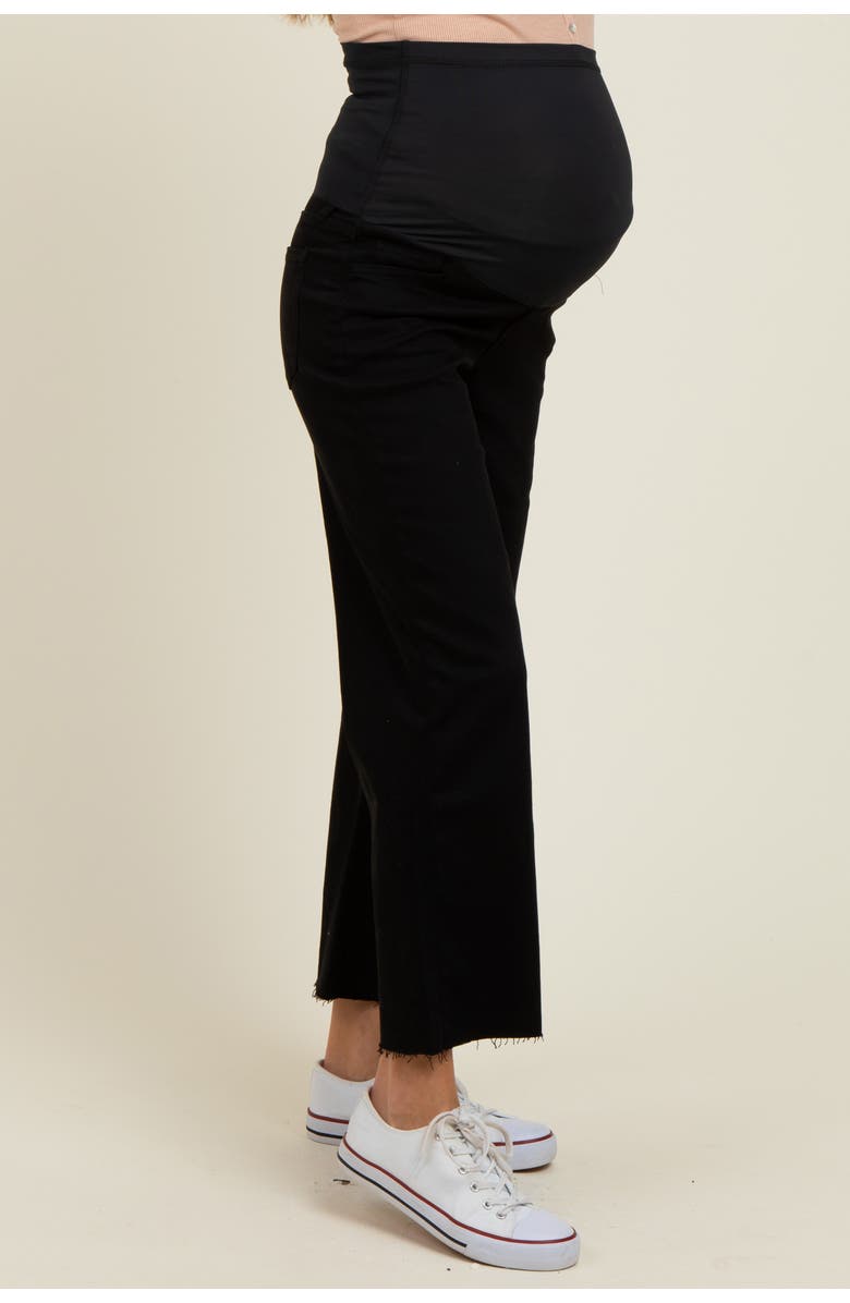 PinkBlush Raw Hem Cropped Wide Leg Maternity Jeans, Alternate, color, Black