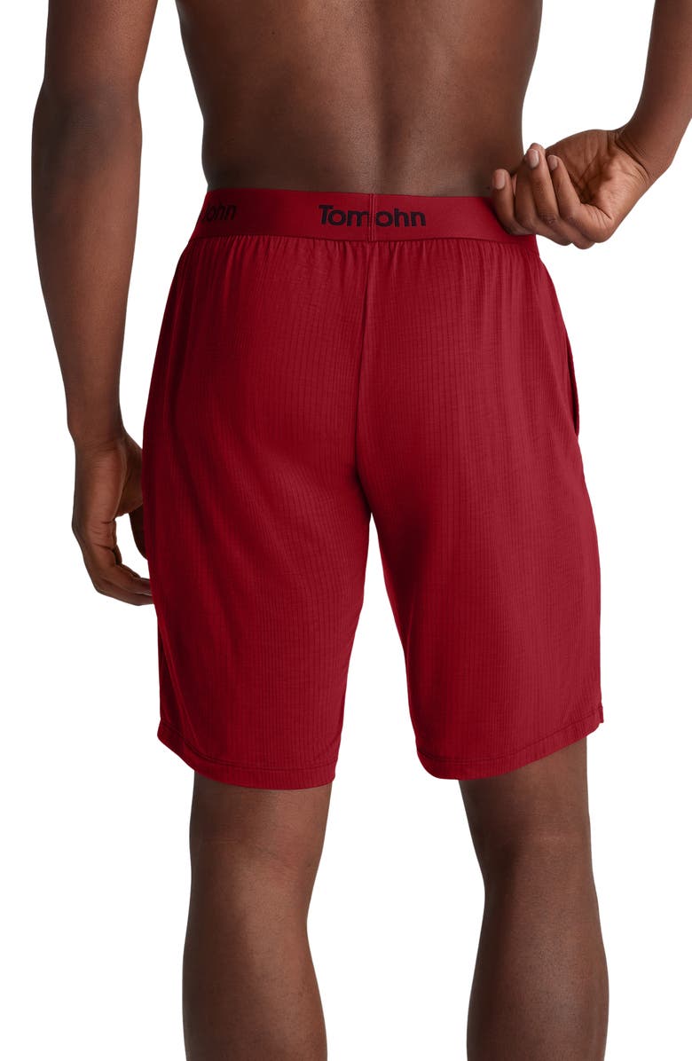 Tommy John Second Skin Luxe tripe Pajama Shorts, Alternate, color, Rhubarb