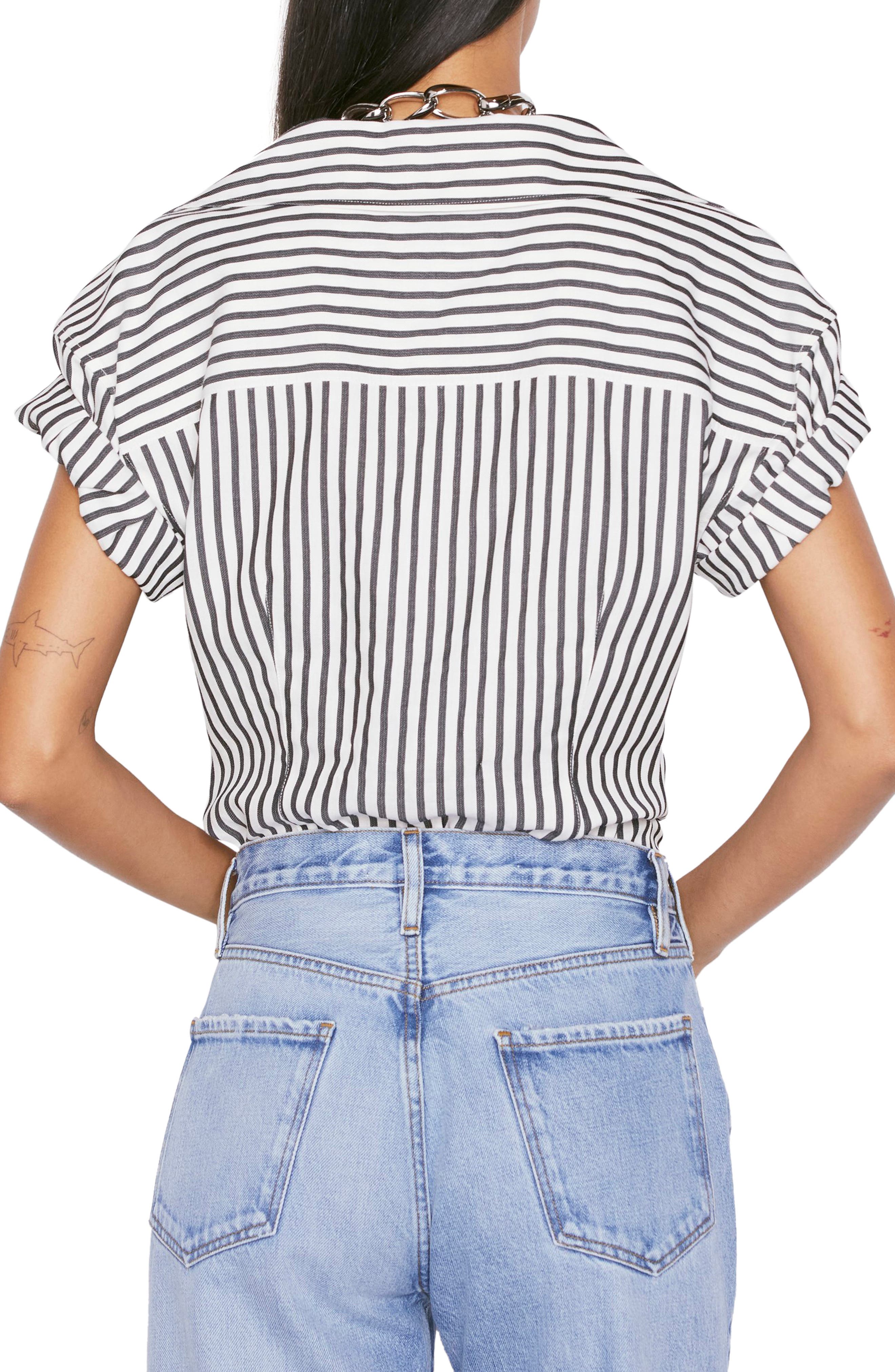 FRAME Stripe Roll Sleeve Shirt (Women) | Nordstromrack