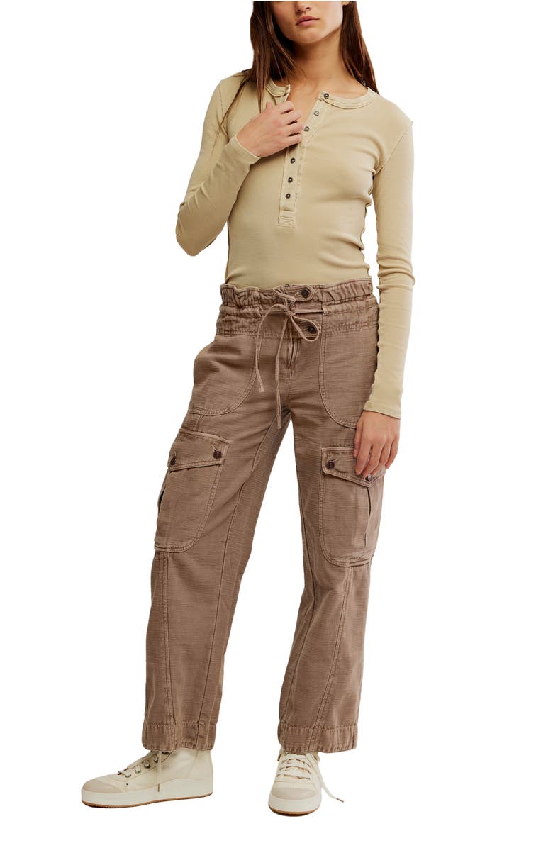 Free People Park Ave Cotton Cargo Pants, Alternate, color, Dusted Cocoa