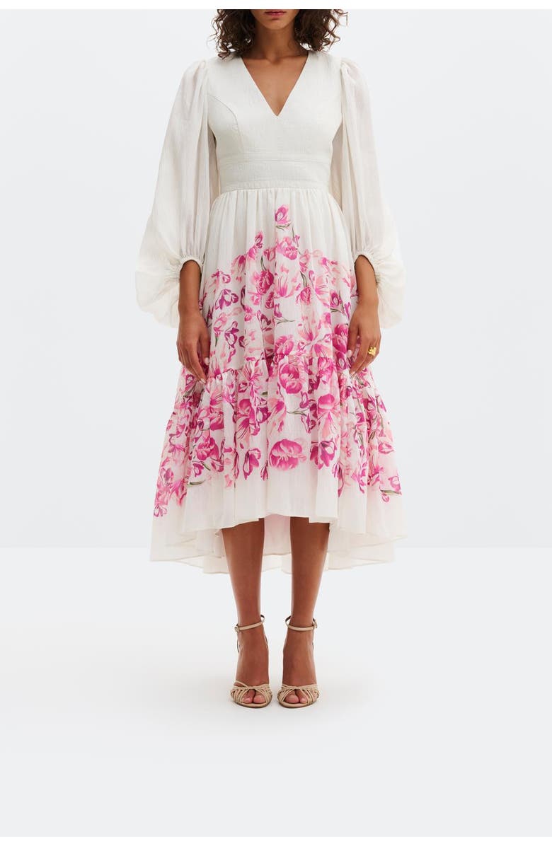 Malina Sasia Deep V-Neck Midi Dress, Alternate, color, Tulip Pink